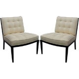 Pair of Walnut Slipper Chairs in the style of Robsjohn-Gibbings