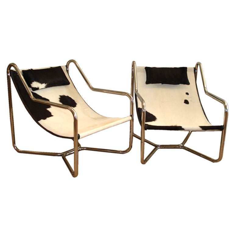 Pair of ChromeTubular Sling Chairs.