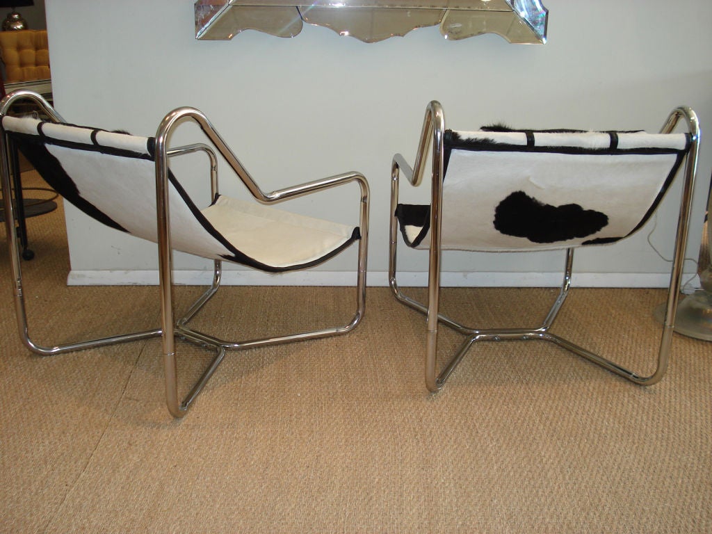 American Pair of ChromeTubular Sling Chairs.