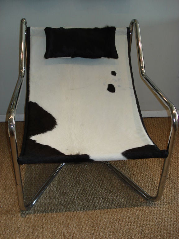 Late 20th Century Pair of ChromeTubular Sling Chairs.