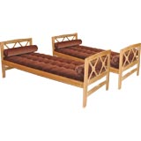 Pair of French Limed Oak 1940`s Daybeds.