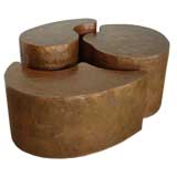 Biomorphic  Hammered Copper Coffee Table.