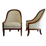 Elegant Pair of NeoClassical Lounge Chairs.