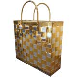 French 1970's Brass and Chrome Woven Basket.