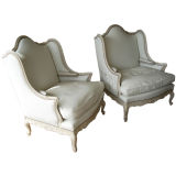 Vintage Pair of  Oversized Louis XV Style Bergeres.