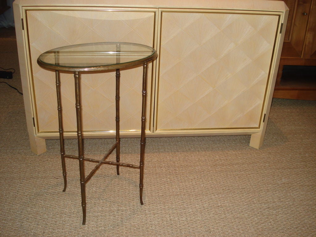 Faux Bamboo Brass Oval SideTable.