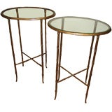 Pair of Faux Bamboo Bronze Oval SideTables.