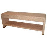 Amazing Travertine Wrapped Two Tiers Console With Drawers.