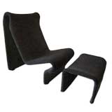 1970s SCULPTURAL ITALIAN GRUPPO 45 CHAIR 
OTTOMAN