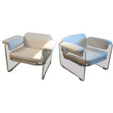 PAIR LUCITE LOUNGE CHAIRS