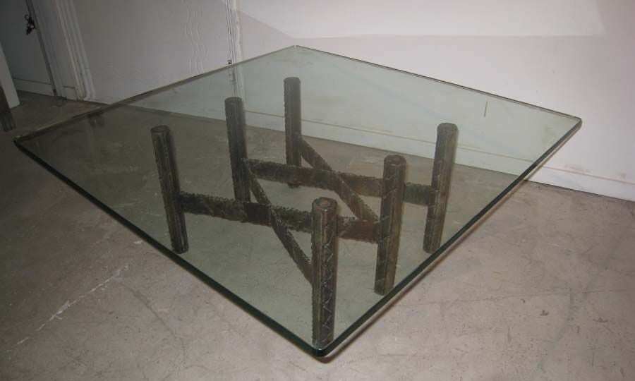 Mid-Century Modern Paul Evans Studio Metal / Glass Coffee Table Signed