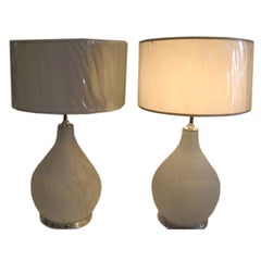 1970s MURANO WHITE GLASS LAMPS