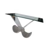 THICK SCULPTURAL LUCITE CONSOLE TABLE
