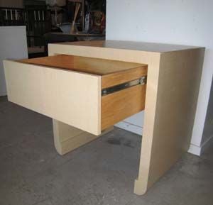 Hollywood Regency Mid Century Modern Harrison Van Horn Linen Wrapped Night Stand / End Table For Sale