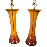 VENETIAN MURANO AMBER GLASS LAMPS