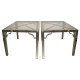 NICKELED PARSONS PAIR SIDE TABLES
