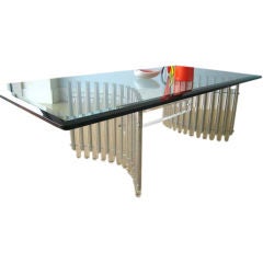 Mid Century Modern Lucite / Alum. / Glass Rectangular Coffee Table