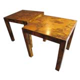 PAIR OF ITALIAN OLIVE WOOD PARSONS TABLES