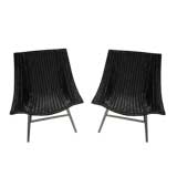 PAIR OF Vintage RATTAN AND METAL LOUNGE CHAIRS