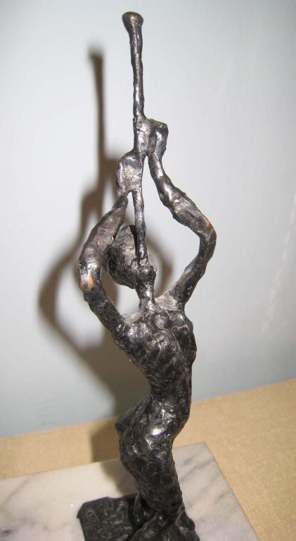 Mid Century Modern Giacometti style Figural Bronze Sculpture sgnd.