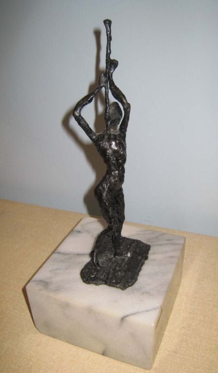 Mid-Century Modern Mid Century Modern Giacometti style Figural Bronze Sculpture sgnd. For Sale