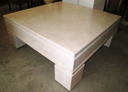 Mid-Century Modern Chic Parchment Chuncky Coffee Table Karl Springer style In Good Condition For Sale In Miami, FL