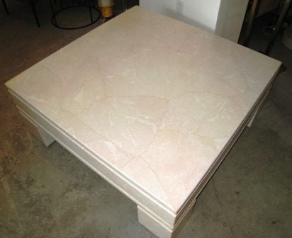 20th Century Mid-Century Modern Chic Parchment Chuncky Coffee Table Karl Springer style For Sale