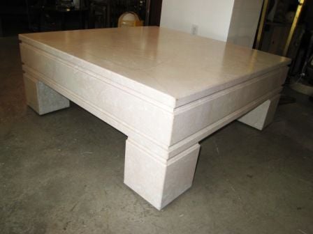 Mid-Century Modern Chic Parchment Chuncky Coffee Table Karl Springer style For Sale 1