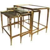 Mid Century Modern Brass Nesting Tables Brass, Style of Maison Jansen