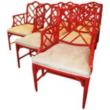 8 HOLLYWOOD REGENCY CHINESE CHIPENDALE FAUX BAMBOO CHAIRS