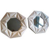 PAIR OF WHITE LACQUERED CUBIST OCTAGONAL MIRROR