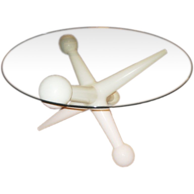 Fun Sculptural Jacks White Lacquered Tables