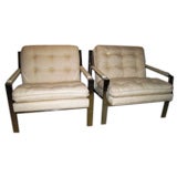PAIR MILO BAUGHMAN CHROME LOUNGE CHAIRS