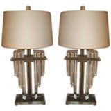 PAIR OF MONUMENTAL LUCITE LAMPS