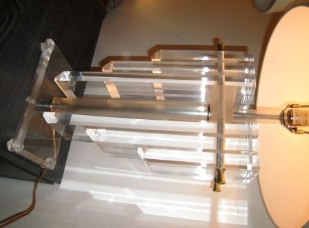 PAIR OF MONUMENTAL LUCITE LAMPS