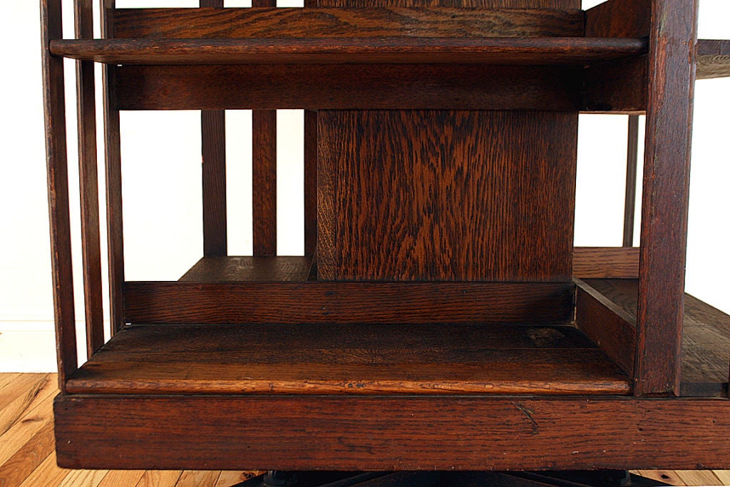 American Mission Period Oak Tall Revolving Bookcase 2