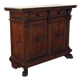 Italian Baroque Two Door Carved Walnut Credenza