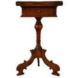 Walnut and Raddica Walnut Veneer Folding One-Drawer Table