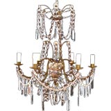 Neoclassical Period Silver Gilt and Iron 6-Light Chandelier