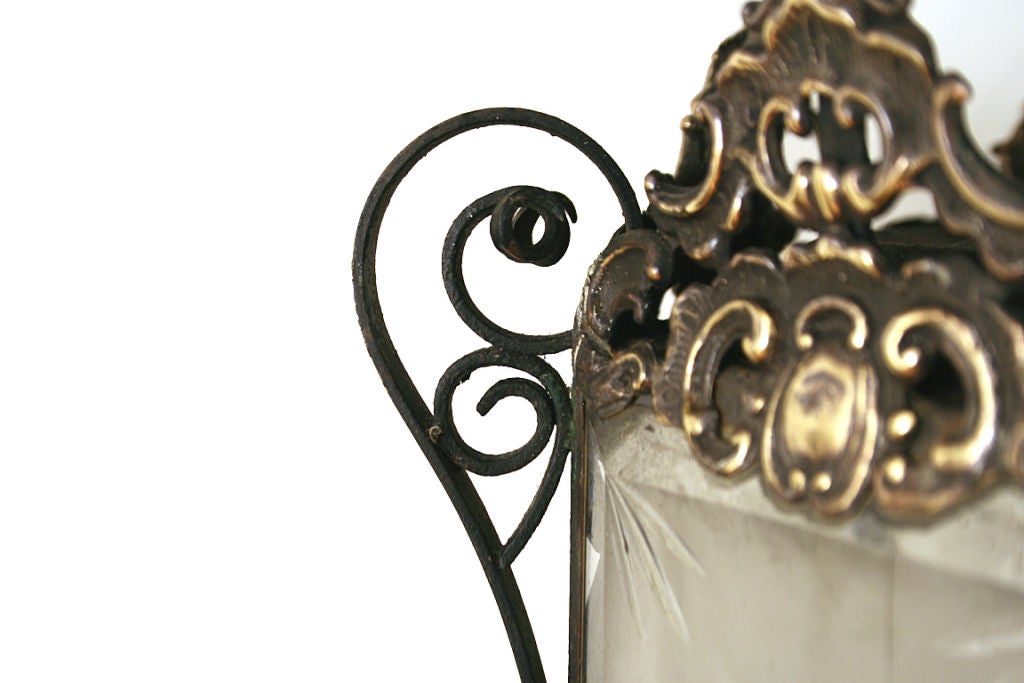 Pr. of Late Neoclassical Iron, Brass, and Etched Glass Lanterns 1