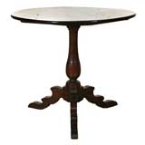 Mid Neoclassical Period Walnut Round Table on Tripartite Base Mid Neoclassical Period Walnut Round Table on Tripartite Base