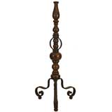 Spanish Baroque Style Stained Walnut and IronTorchere/Floor lamp