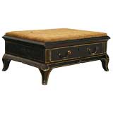 Antique Louis XV Period Painted and Upholstered One-Drawer Travel Bench
