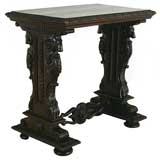 Renaissance Revival Dark Walnut Ornately Carved Low Side Table