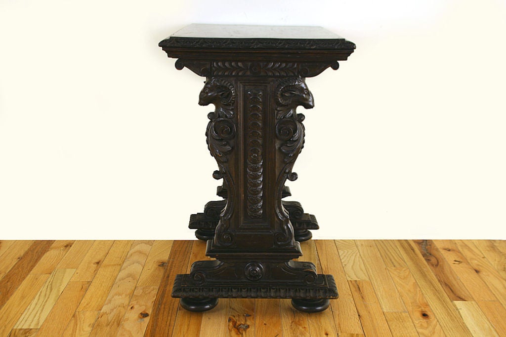 Italian Renaissance Revival Dark Walnut Ornately Carved Low Side Table