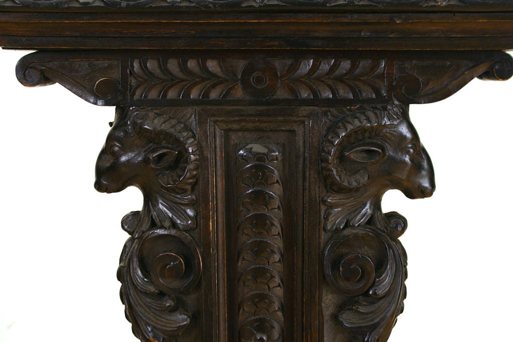 19th Century Renaissance Revival Dark Walnut Ornately Carved Low Side Table
