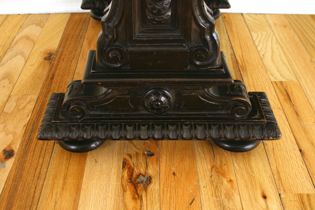 Renaissance Revival Dark Walnut Ornately Carved Low Side Table 1