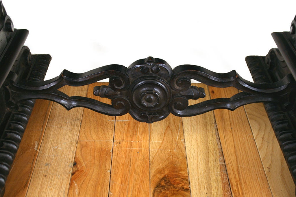 Renaissance Revival Dark Walnut Ornately Carved Low Side Table 2