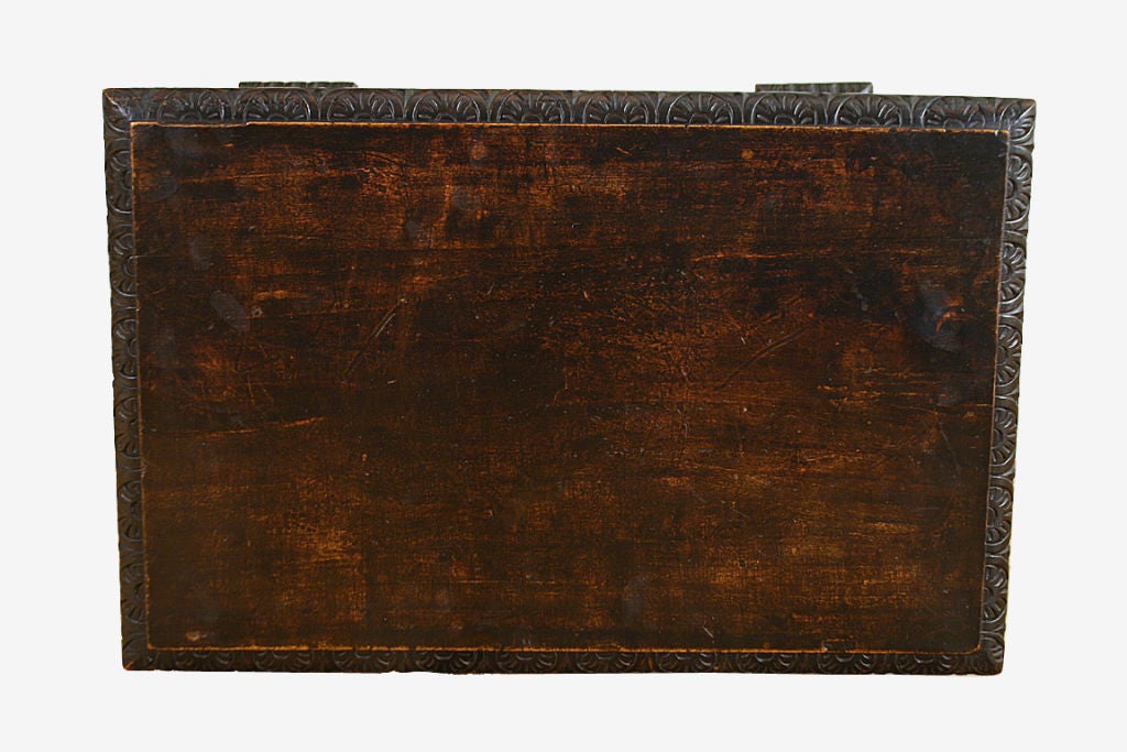 Renaissance Revival Dark Walnut Ornately Carved Low Side Table In Excellent Condition In Atlanta, GA