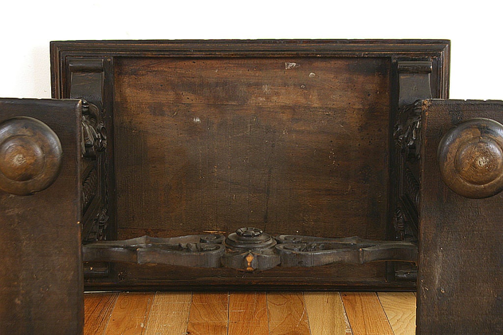 Renaissance Revival Dark Walnut Ornately Carved Low Side Table 5